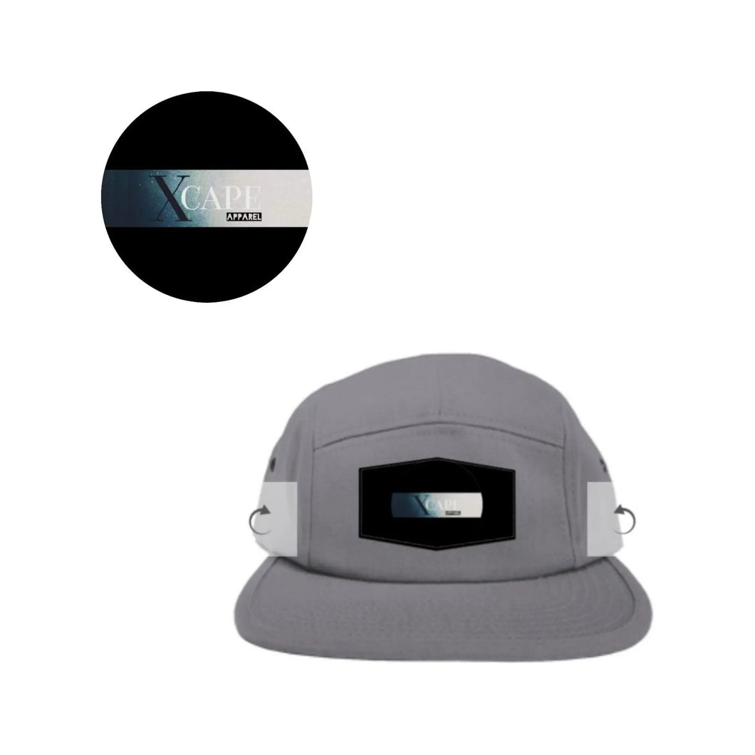 5 Panel Hat - GREY/BLACK ✖-Xcape Apparel