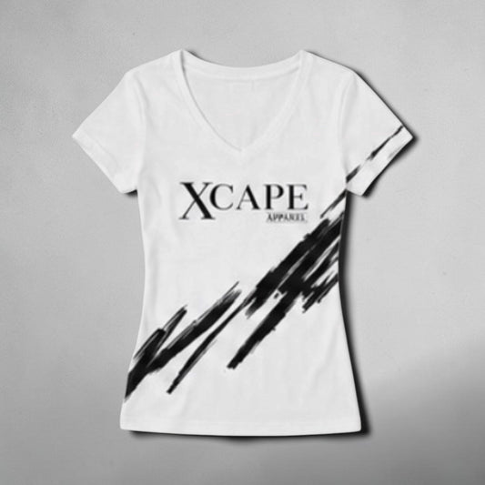Women's V Neck T Shirt - WHITE ✖