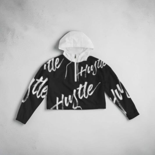 Women's Windbreaker Crop Top Jacket - BLACK/WHITE ✖