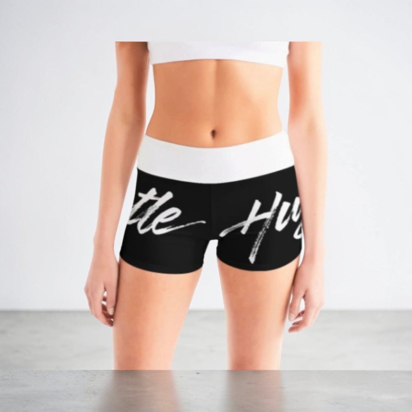 Women's Mid Rise Athletic Shorts - BLACK/WHITE ✖