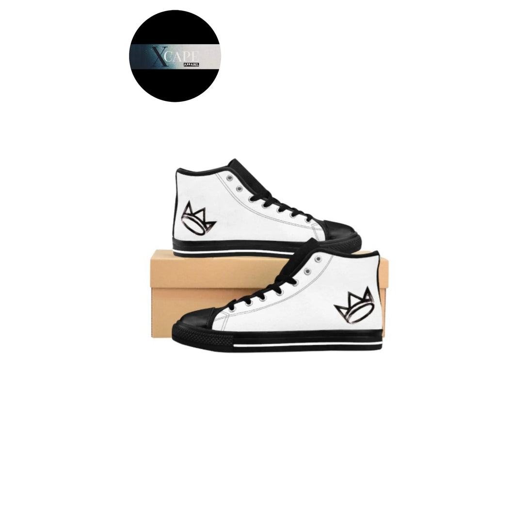Men's High Top Shoes -  WHITE/BLACK ✖-Xcape Apparel