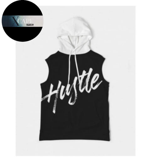 Men's Sleeveless Hoodie T Shirt - BLACK/WHITE ✖-Xcape Apparel