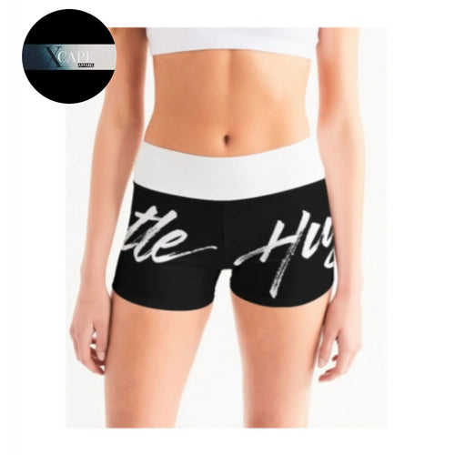 Women's Mid Rise Athletic Shorts - BLACK/WHITE ✖-Xcape Apparel