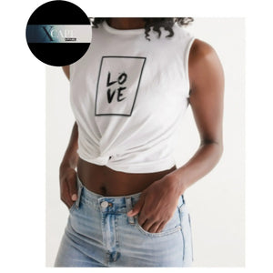 Women's Front Twist Crop Top Sleeveless T Shirt - WHITE ✖-Xcape Apparel